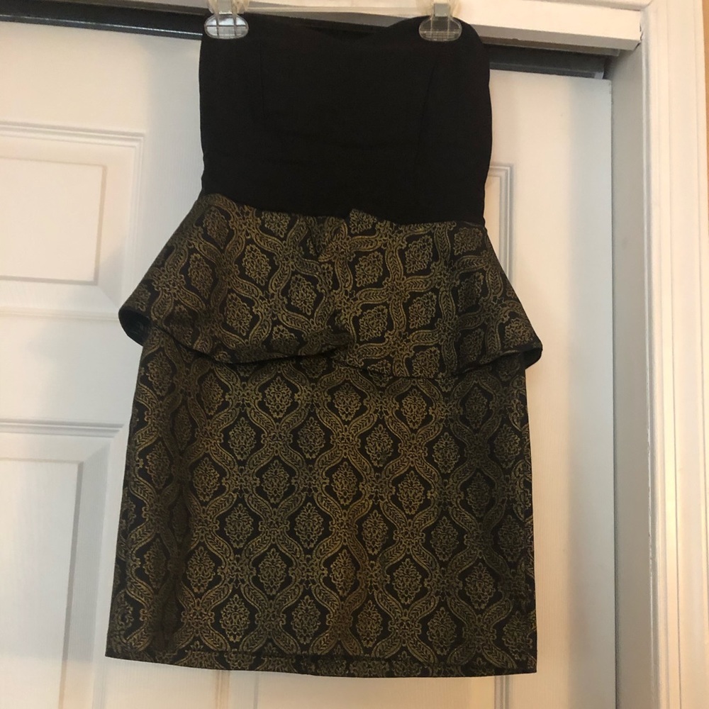 Black and gold baroque pemplum dress